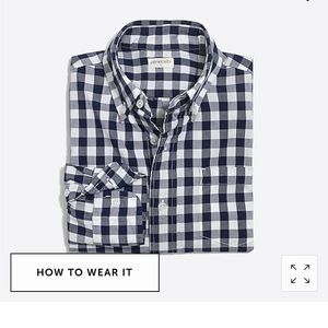 Crewcuts boys long sleeved button down shirt navy gingham plaid EUC size 4-5